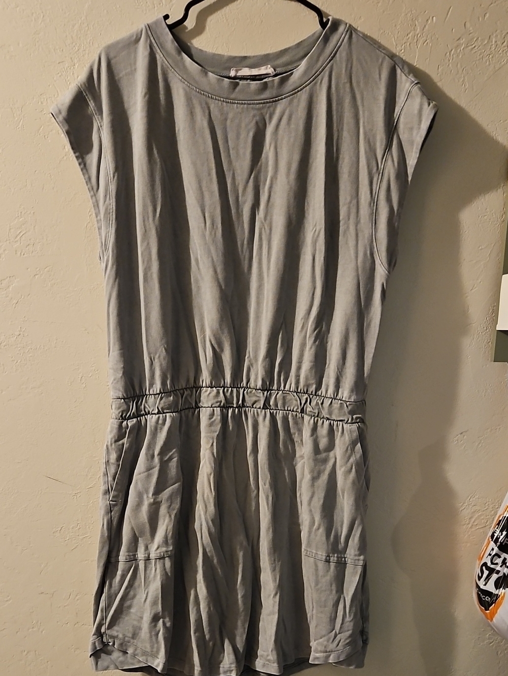 Casual Light Gray Sleeveless Drawstring Waist Mini Dress
